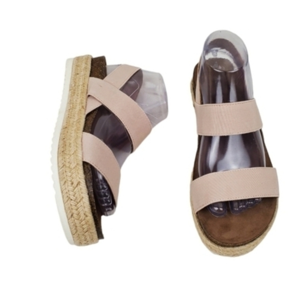 Madden Girl Cybell blush elastic espadrille wedge sandals